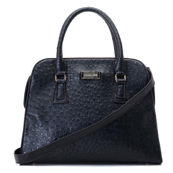 michael kors gia satchel svart ostrich-preget Lavpris Rimelig 8ypao